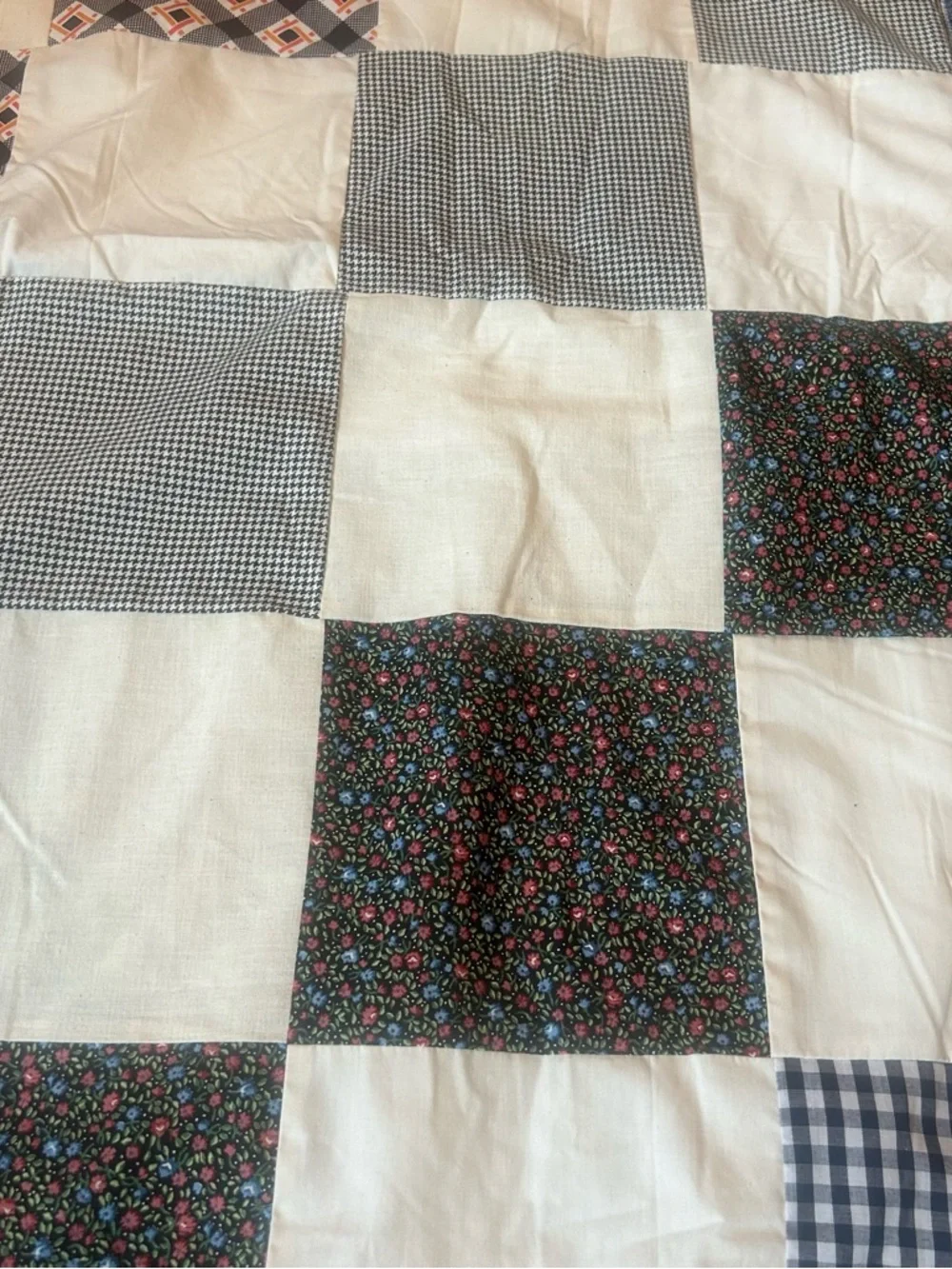 Vintage Patchwork Quilt Squares Handmade Throw Cottage Core
